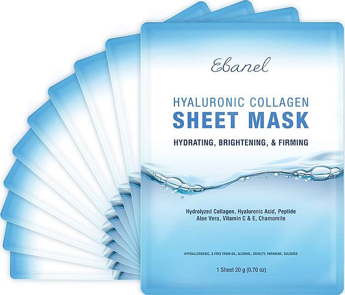 Ebanel 10 Pack Collagen Peptide Hydrating Face Masks